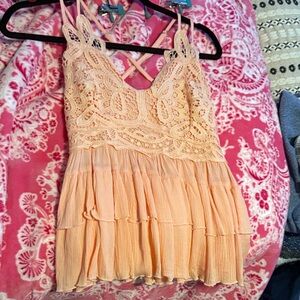 Elegant Lace Peach Top
